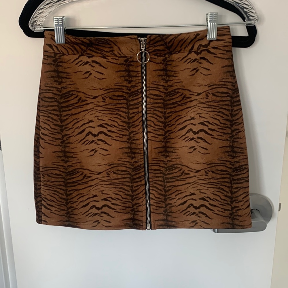 Tiger print Suede skirt
